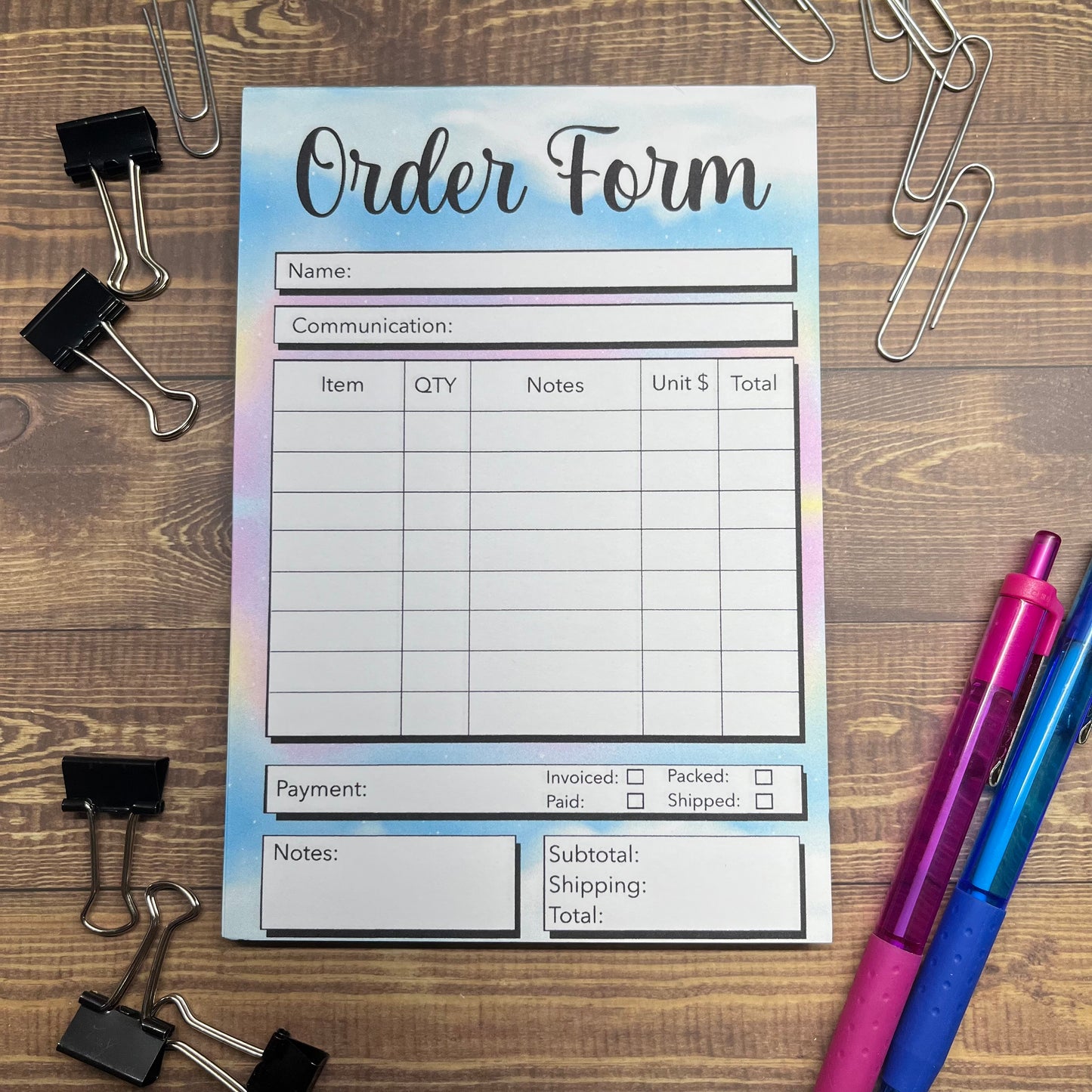 Pretty Sky Order Form Memo Pad