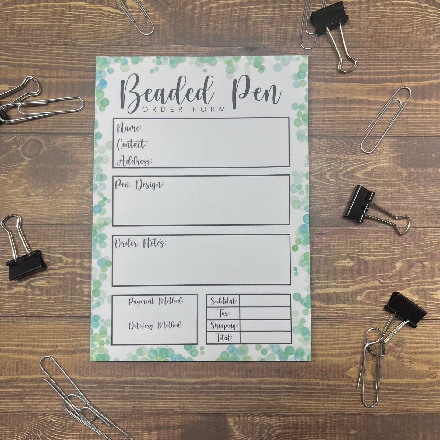 Beaded Pen Order Form Memo Pad