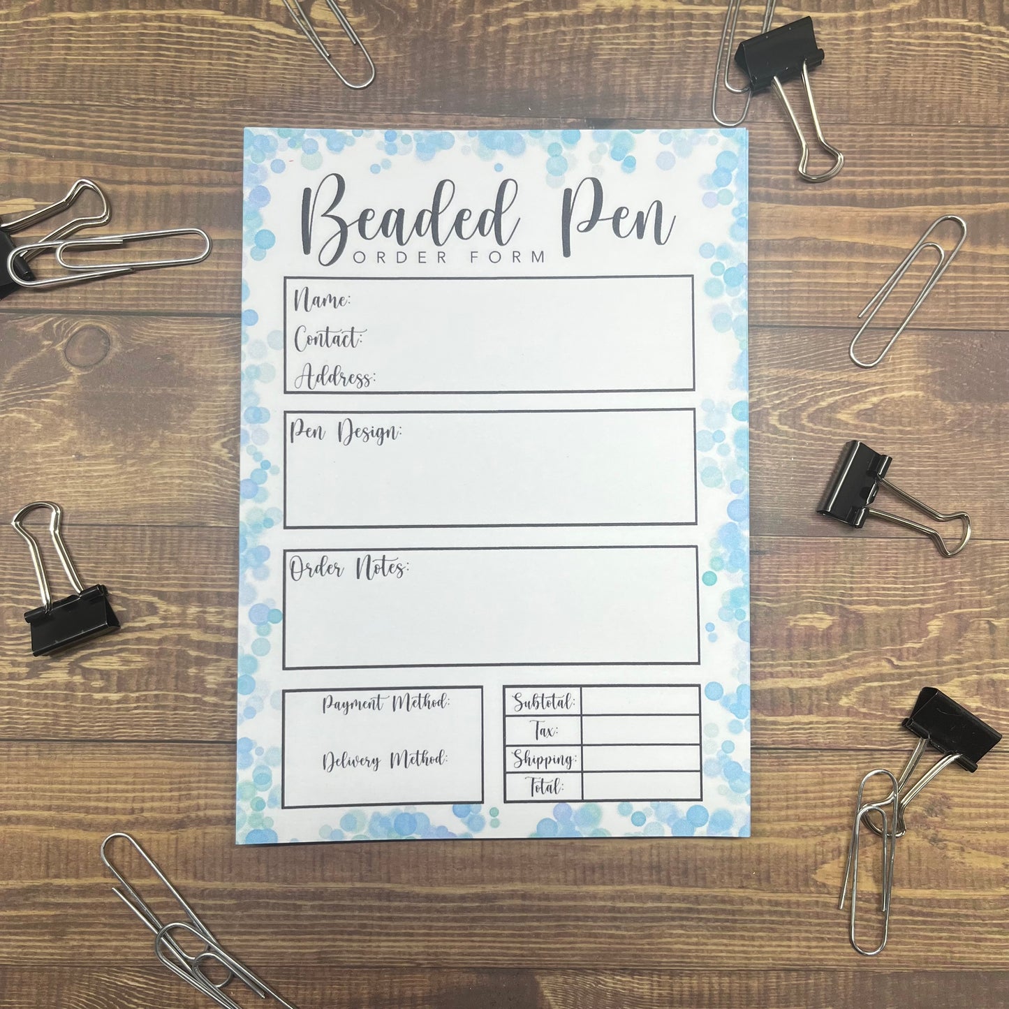 Beaded Pen Order Form Memo Pad