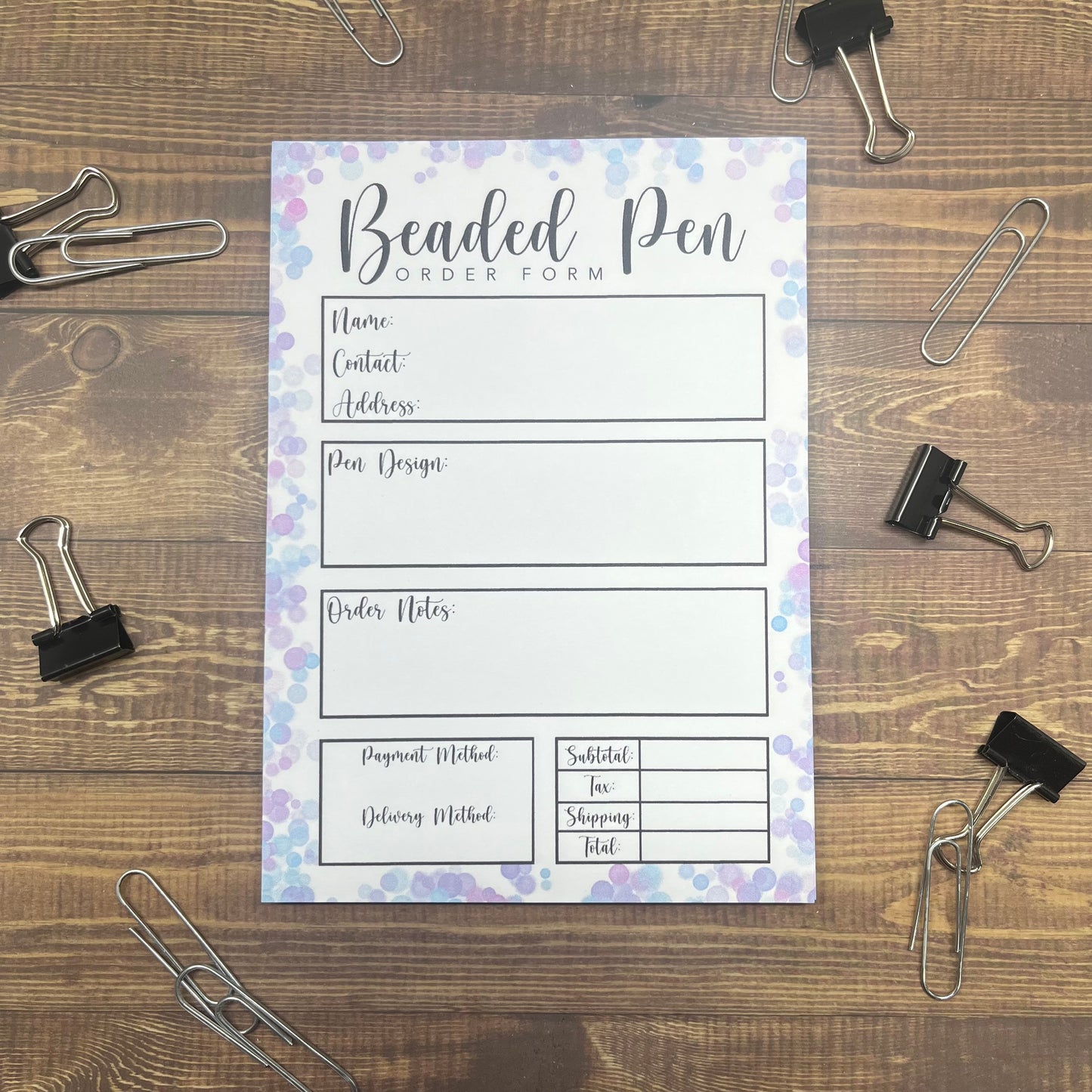 Beaded Pen Order Form Memo Pad