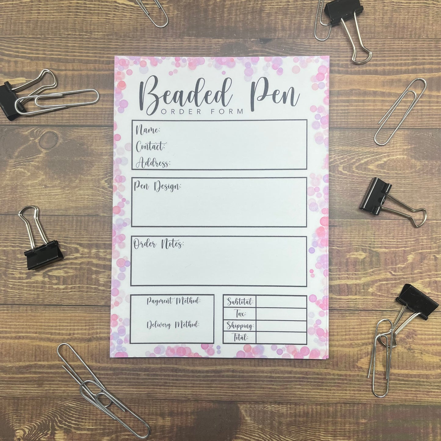 Beaded Pen Order Form Memo Pad