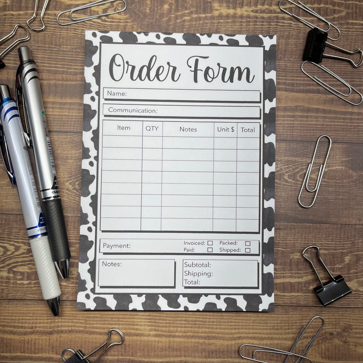 Cow Print Order Form Memo Pad