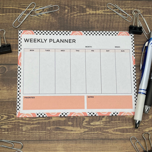 Dotted Rose Weekly Planner Memo Pad