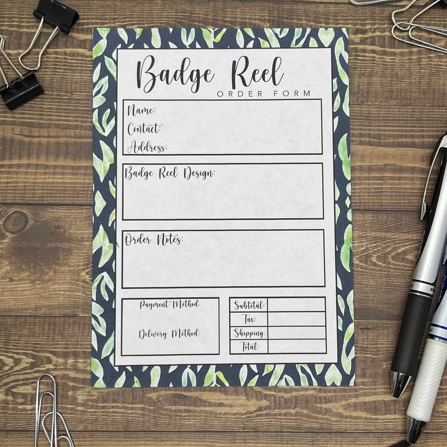 Badge Reel Order Form Memo Pad