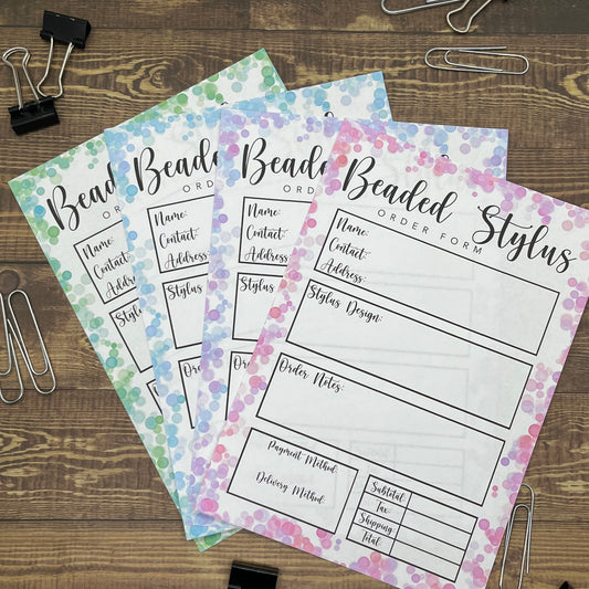 Beaded Stylus Order Form Memo Pad