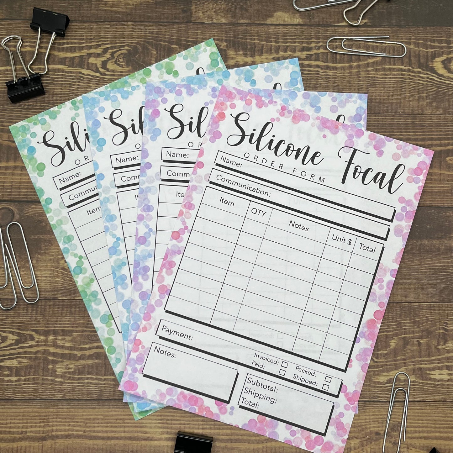 Silicone Focal Order Form Memo Pad