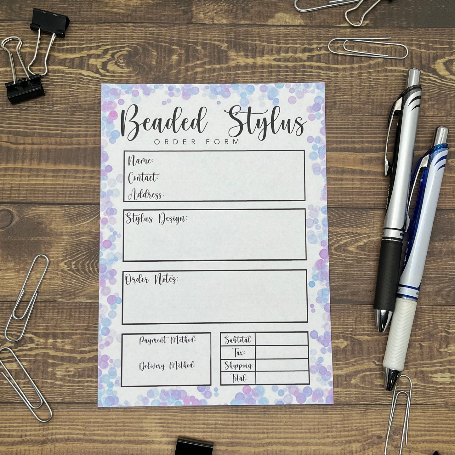 Beaded Stylus Order Form Memo Pad