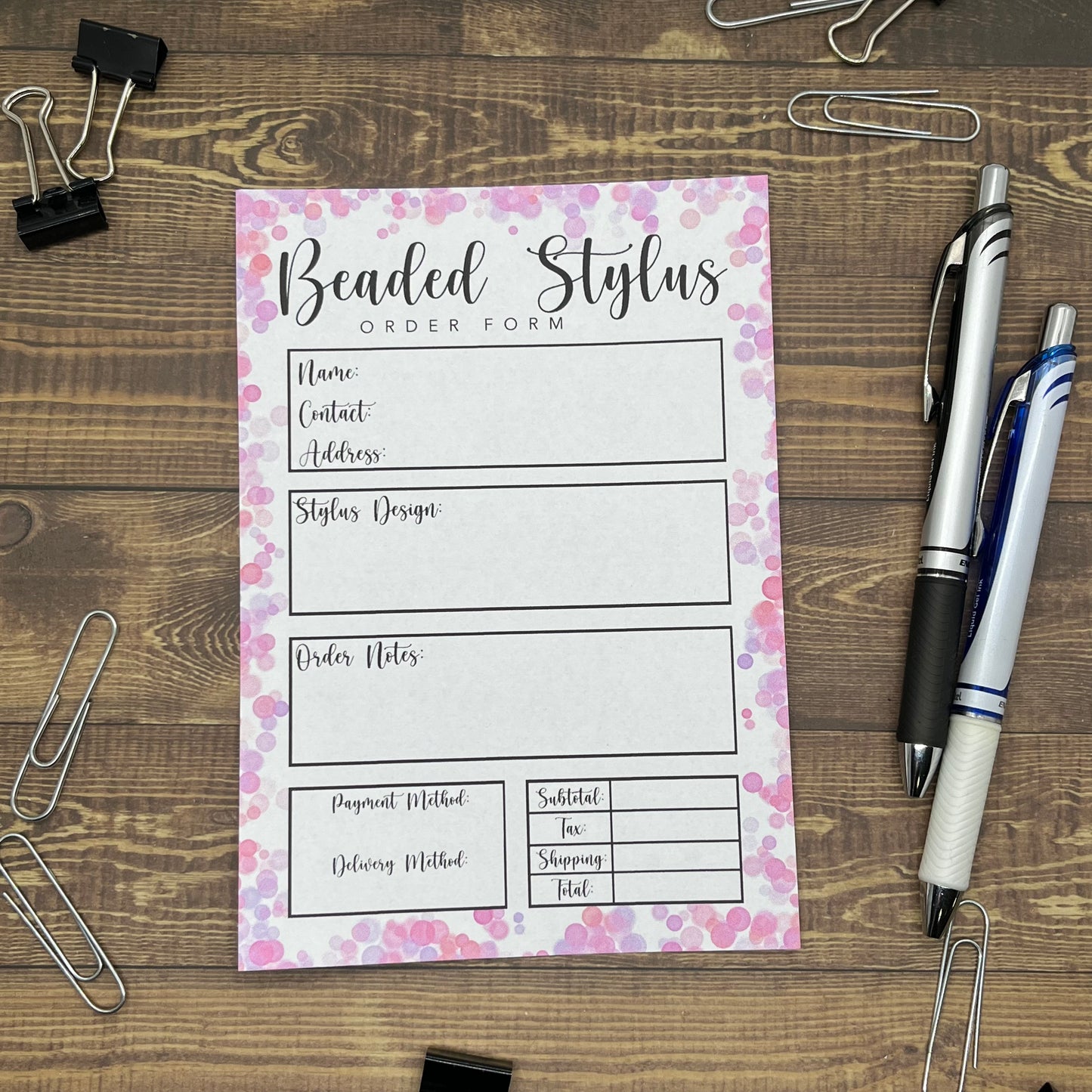 Beaded Stylus Order Form Memo Pad