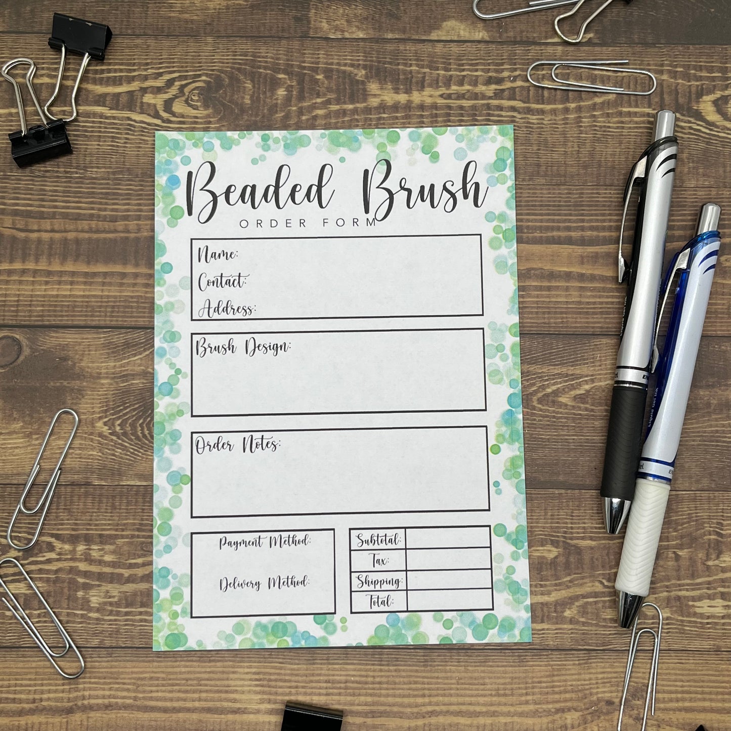 Beaded Brush Order Form Memo Pad