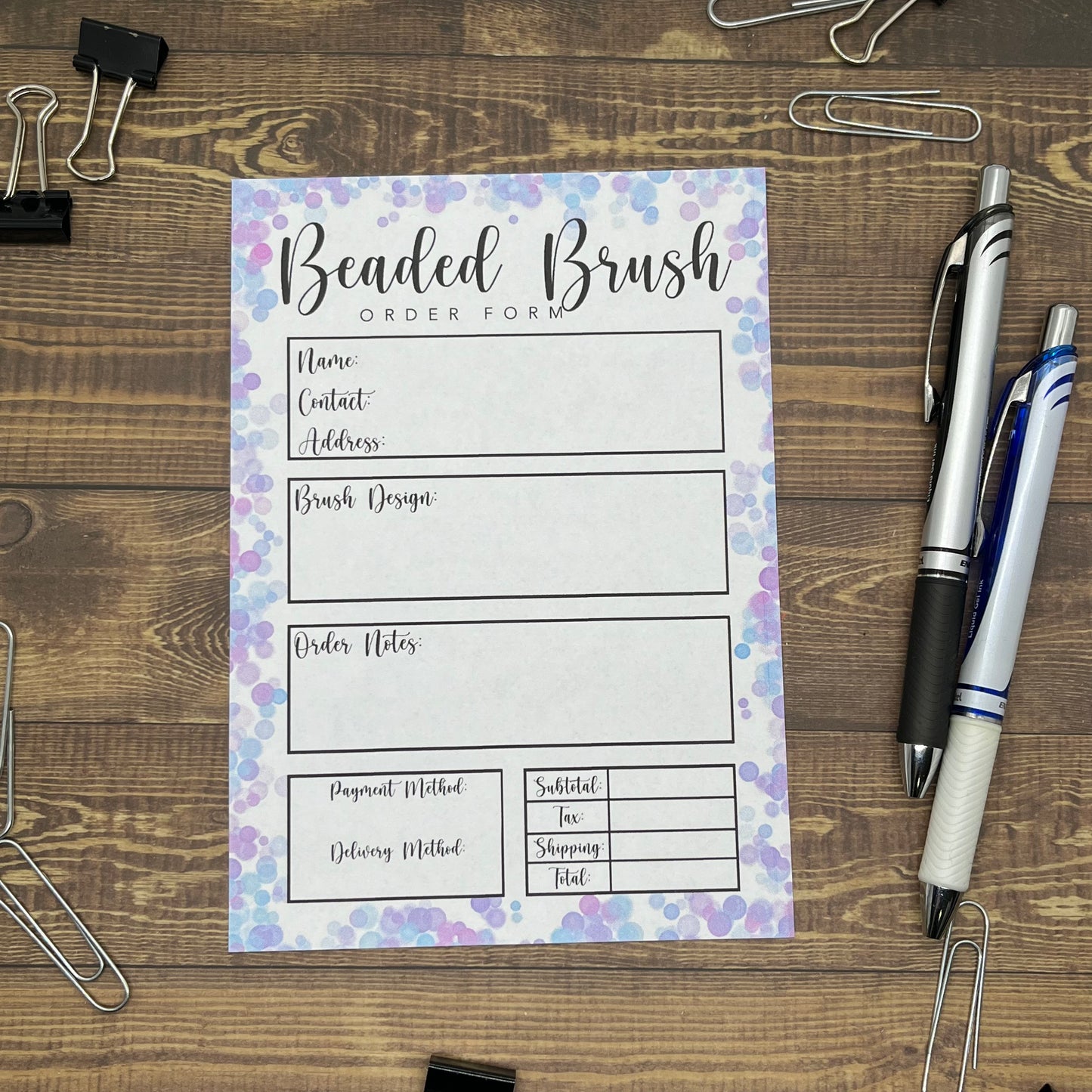 Beaded Brush Order Form Memo Pad