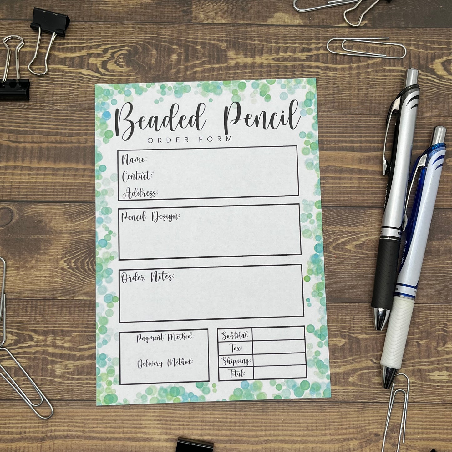 Beaded Pencil Order Form Memo Pad