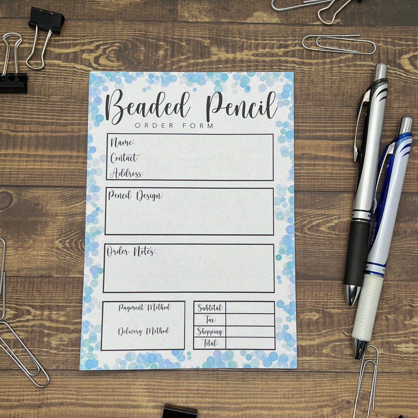 Beaded Pencil Order Form Memo Pad