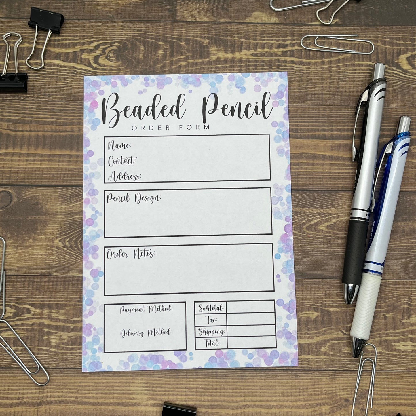 Beaded Pencil Order Form Memo Pad