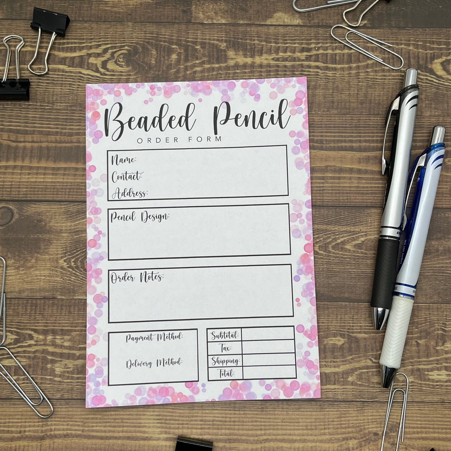 Beaded Pencil Order Form Memo Pad