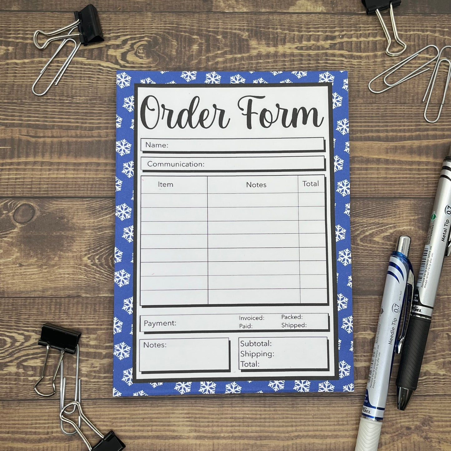 Snowflake Order Form Memo Pad