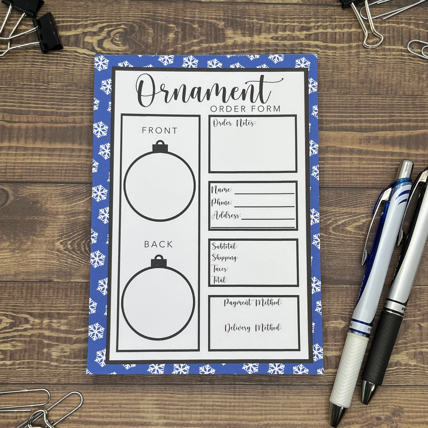 Snowflake Ornament Order Form Memo Pad