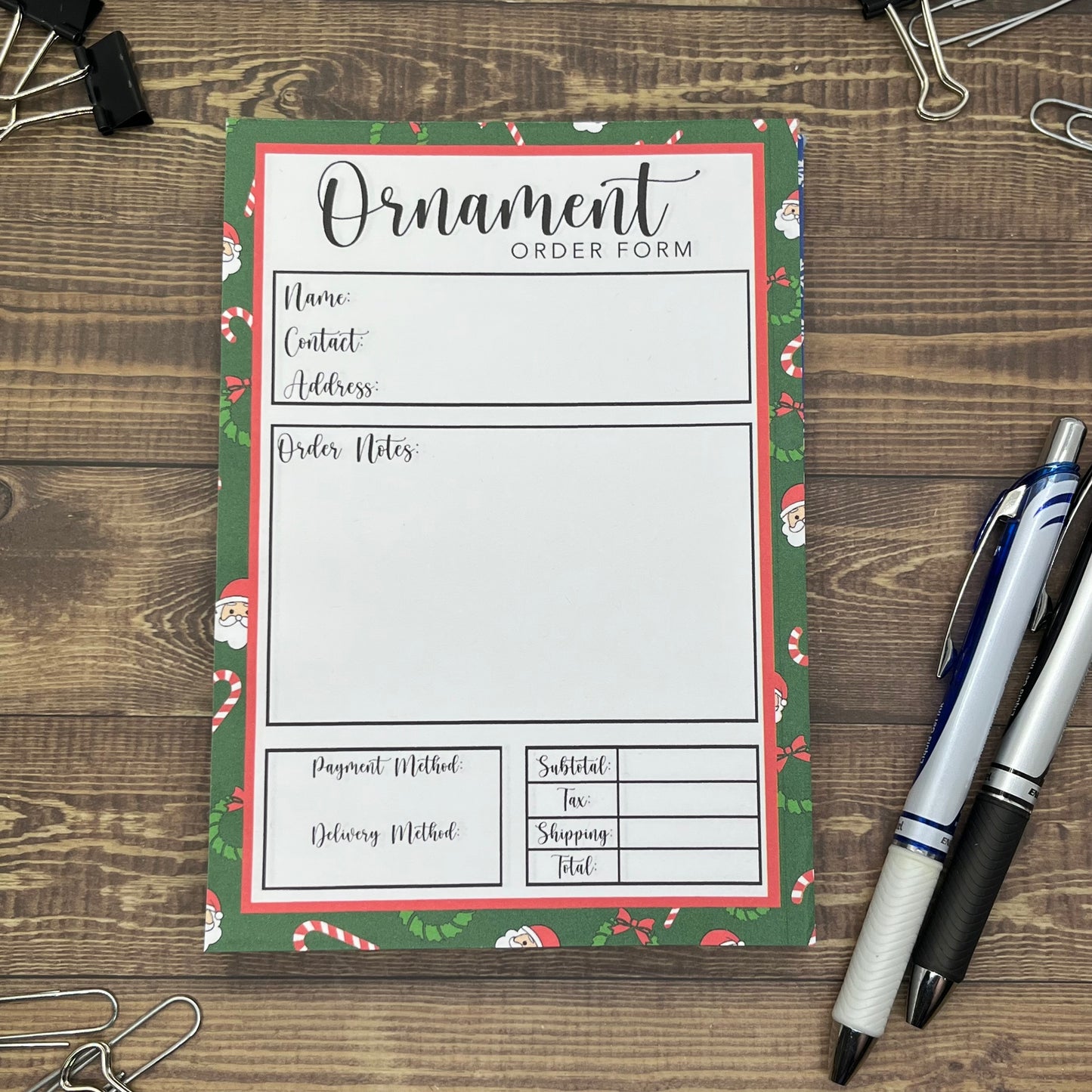 Happy Holidays Ornament Order Form Memo Pad