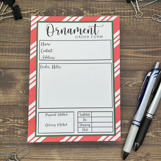 Candy Cane Ornament Order Form Memo Pad