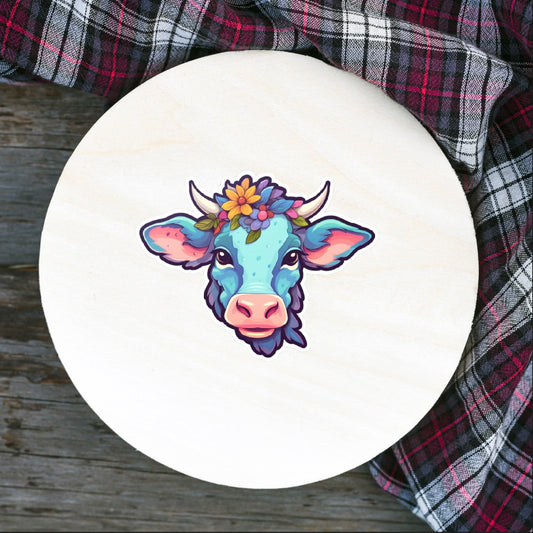 Blue Cow Sticker