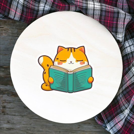 Reading Cat Sticker