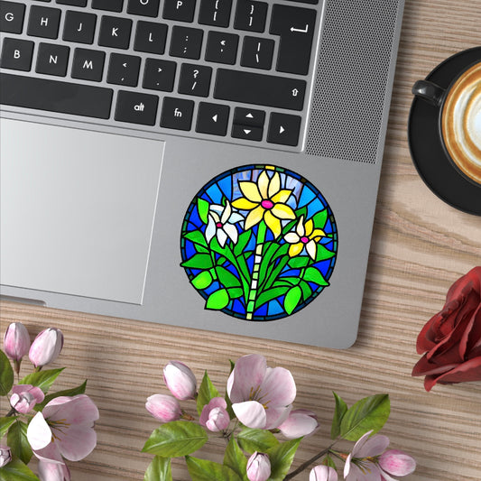 Stained Glass Flowers Sticker