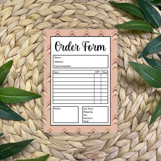 Boho Pattern Order Form Pad (50 pgs- 5x7 inches)