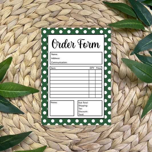 Polka Dots Order Form Pad (50 pgs- 5x7 inches)