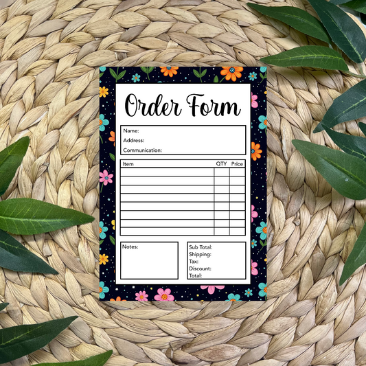 Space Flowers Order Form Pad (50 pgs- 5x7 inches)