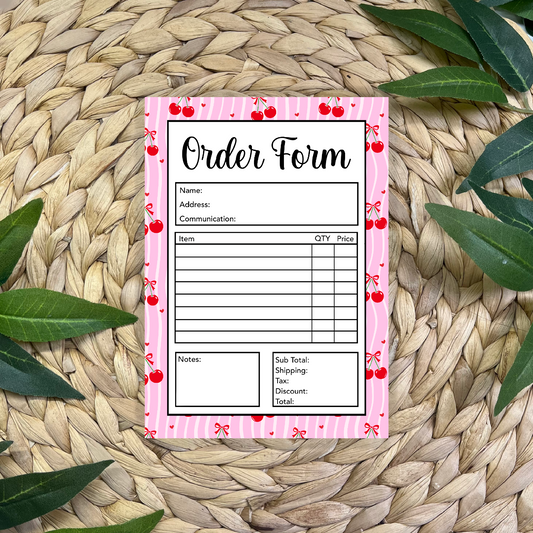 Cherry Order Form Pad (50 pgs- 5x7 inches)