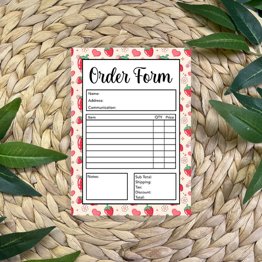 Strawberry Order Form Pad (50 pgs- 5x7 inches)