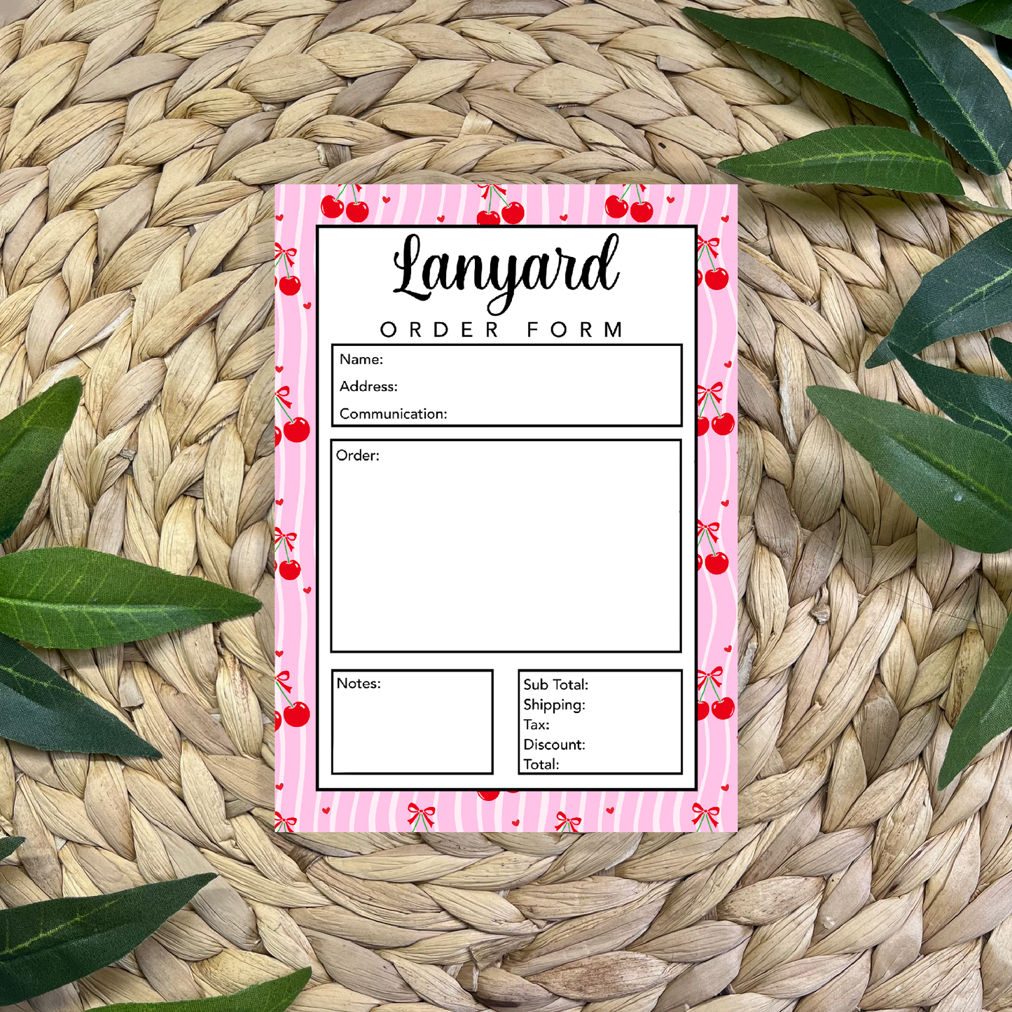 Lanyard Order Form Pad (50 pgs- 5x7 inches)