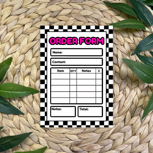 Checkered Order Form Pad