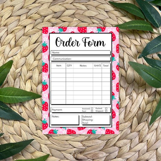 Strawberry Order Form Pad