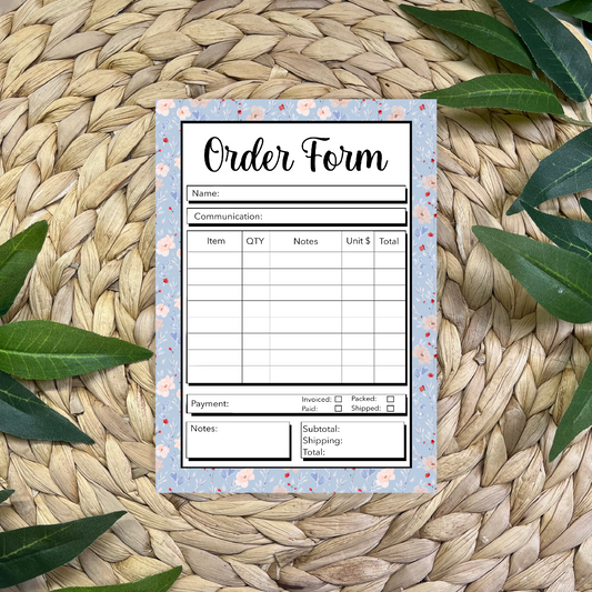 Flower Order Form Pad