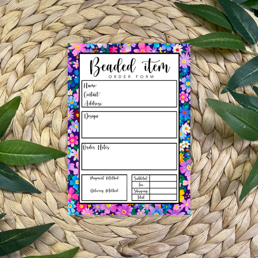 Flower Beaded Item Order Form Pad