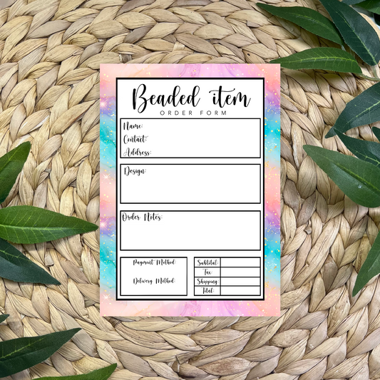 Colored Marble Beaded Item Order Form Pad
