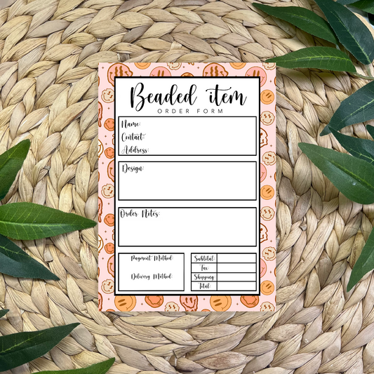 Smiley Beaded Item Order Form Pad
