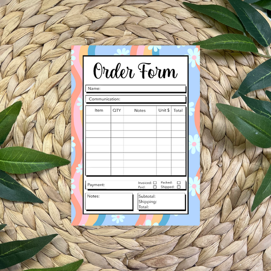 Pastel Daisy Order Form Pad