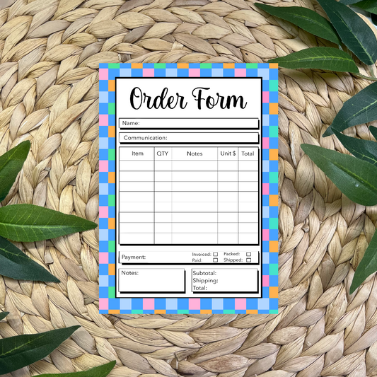 Checkered Order Form Pad