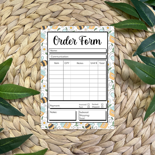 Bumble Bee Order Form Pad