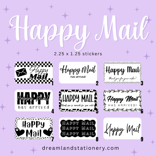 Happy Mail Packaging Stickers (100 count-1.25x2.25 Stickers)