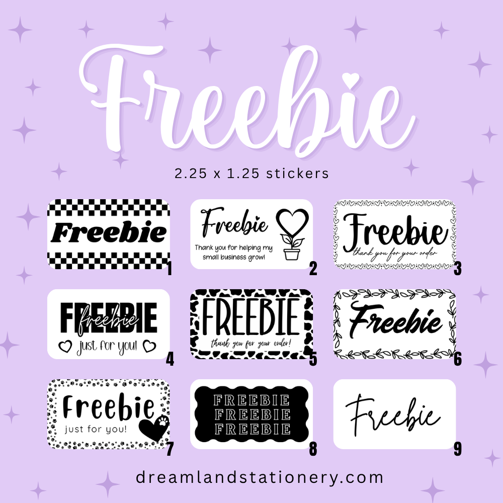 Freebie Packaging Stickers (100 count-1.25x2.25 Stickers)