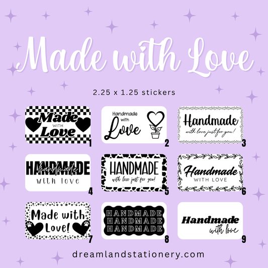 Made with Love Packaging Stickers (100 count-1.25x2.25 Stickers)