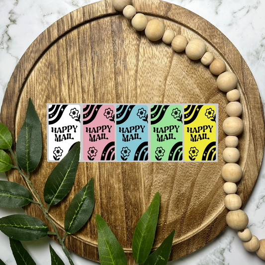 Happy Mail Packaging Sticker (100 count-1.25x2.25 Stickers)