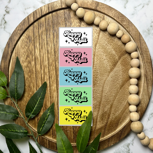 Happy Mail Packaging Sticker (100 count-1.25x2.25 Stickers)