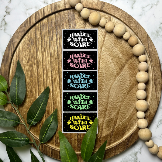 Handle with Scare Halloween Packaging Sticker (100 count-1.25x2.25 Stickers)