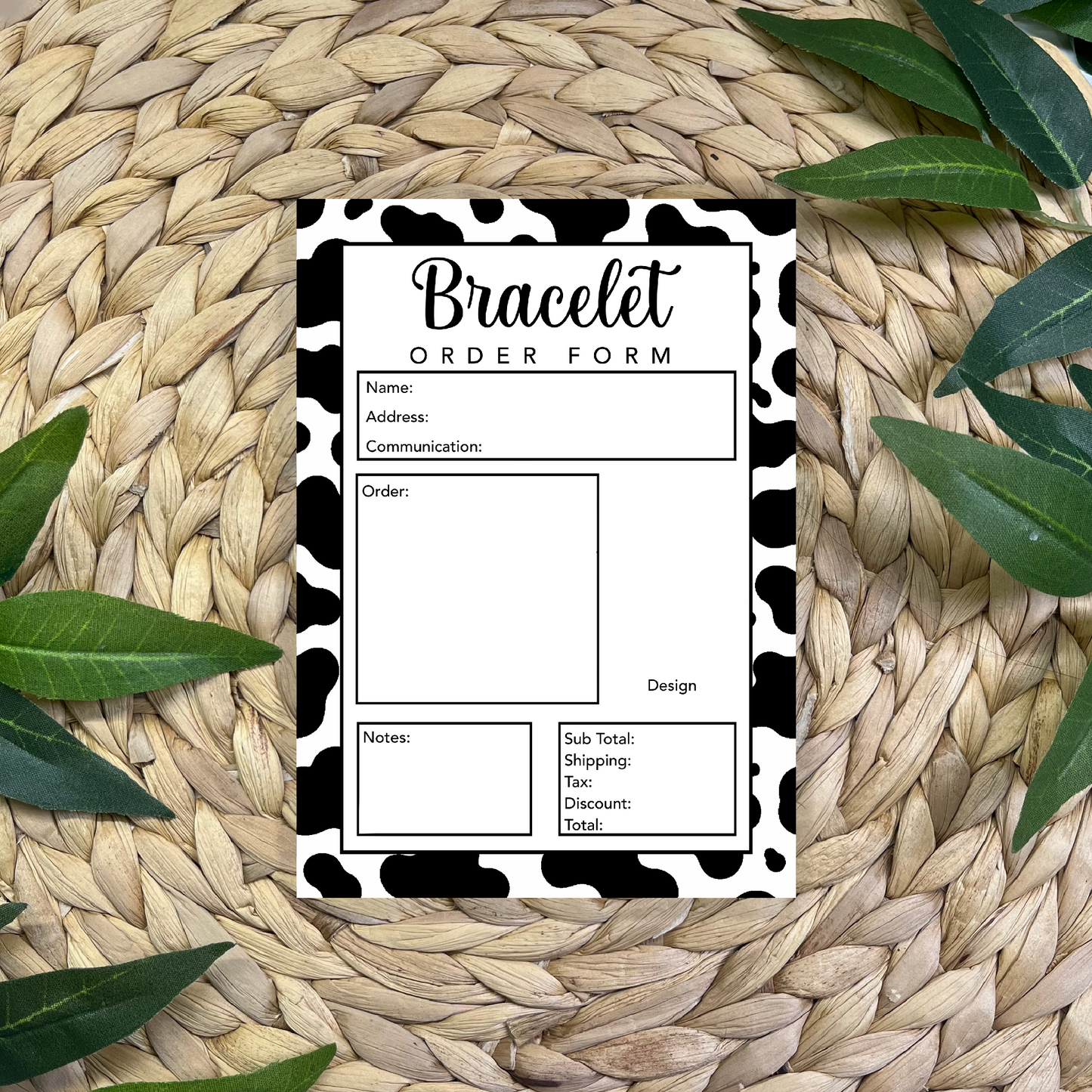 Bracelet Order Form Pad (50 pgs- 5x7 inches)