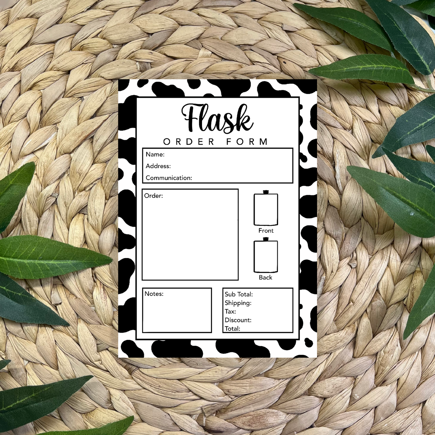Flask Order Form Pad (50 pgs- 5x7 inches)