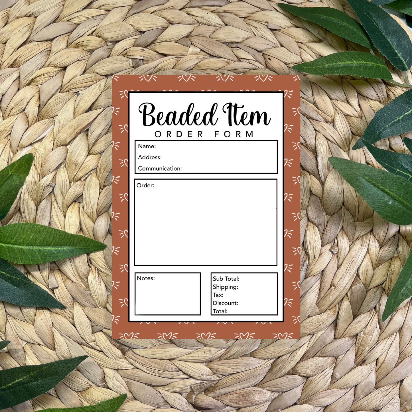 Beaded Items Order Form Pad (50 pgs- 5x7 inches)
