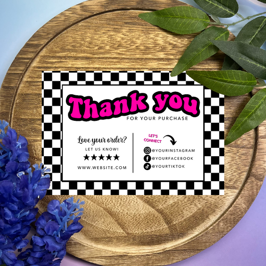 Personalizable Checkered Thank You Cards